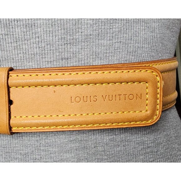 LOUIS VUITTON Vachetta Monogram Leather Belt Tan Size US Waist 25-28\